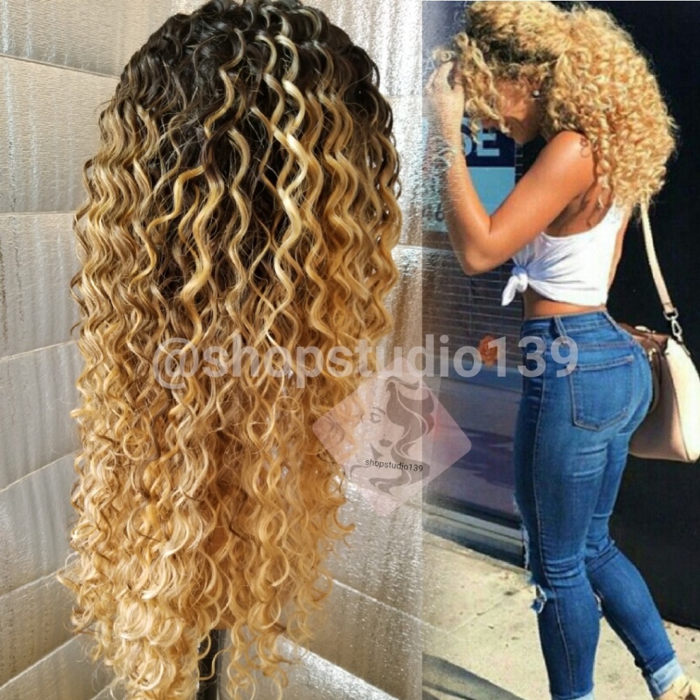 Sexy honey blonde ombre big hair lace front wig - Picture 1 of 5